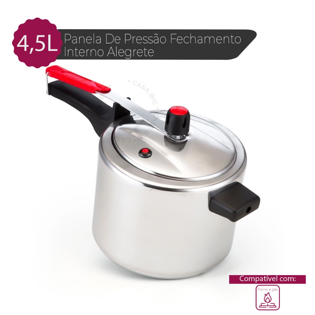 Panela De Pressao Aluminio 4,5 L Fechamento Interno