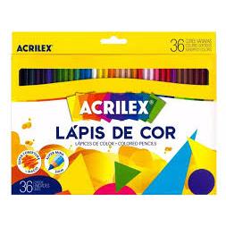Lápis de Cor Acrilex 12, 24 ou 36 Cores Hexagonal | Material Escolar Volta às Aulas