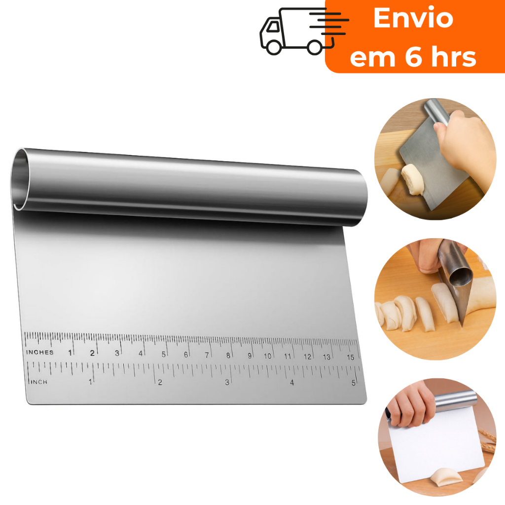 Espátula Inox Tubular 15cm Prática Multiuso para Cortar Raspar Massa Bolos Legumes