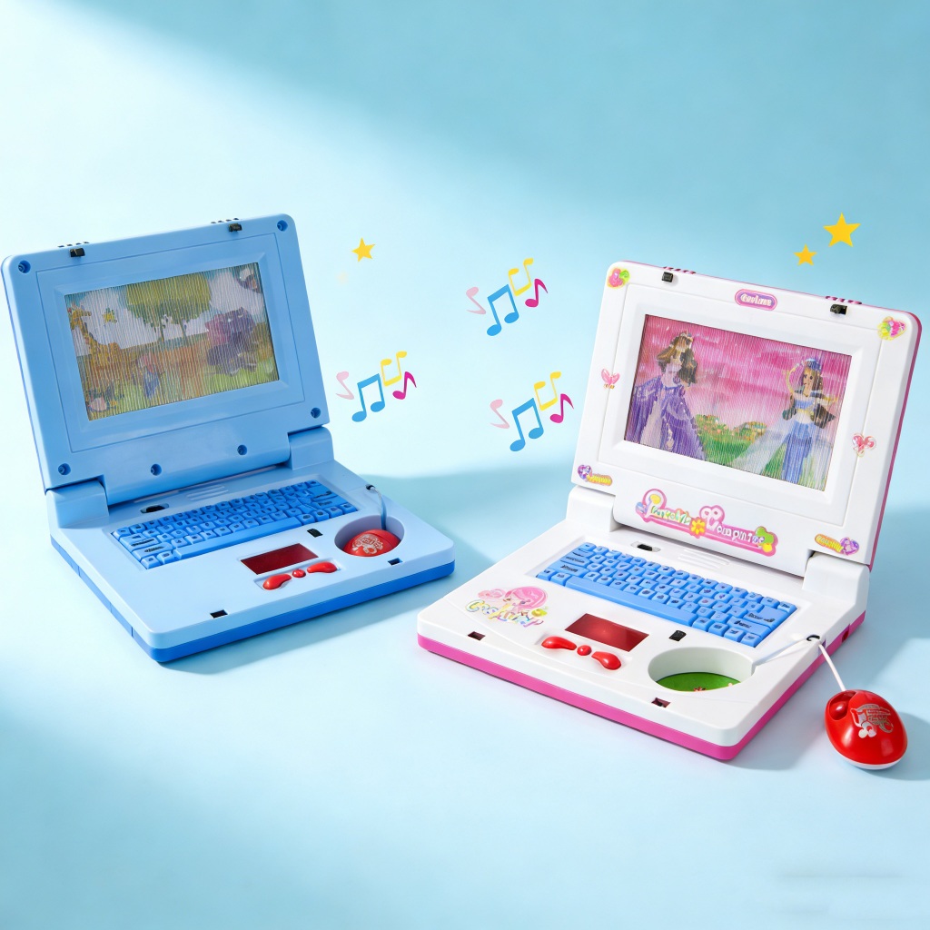 DLI Mini notebook infantil laptop de brinquedo musical com luzes princesas