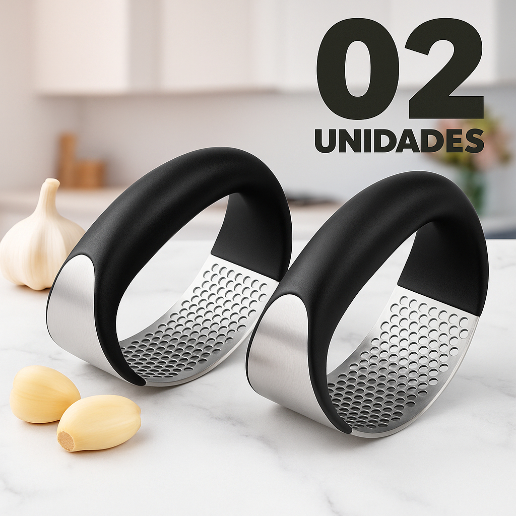 Combo 02 Amassador de Alho em Inox  Pressão Rápida e Fácil de Usar