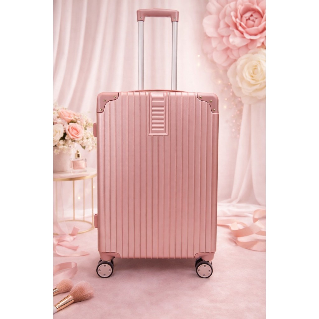 Mala de Viagem Bordo Rosa ABS Rigido 10kg Cadeado TSA Rodas Duplas Expansível