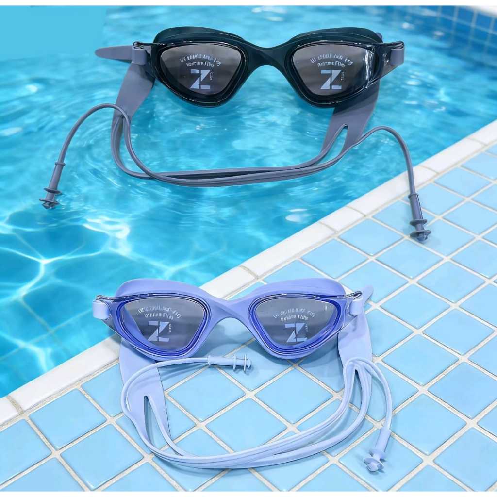 Óculos de natação com proteção UV antiembaçante, protetores auriculares integrados, óculos de natação profissionais.