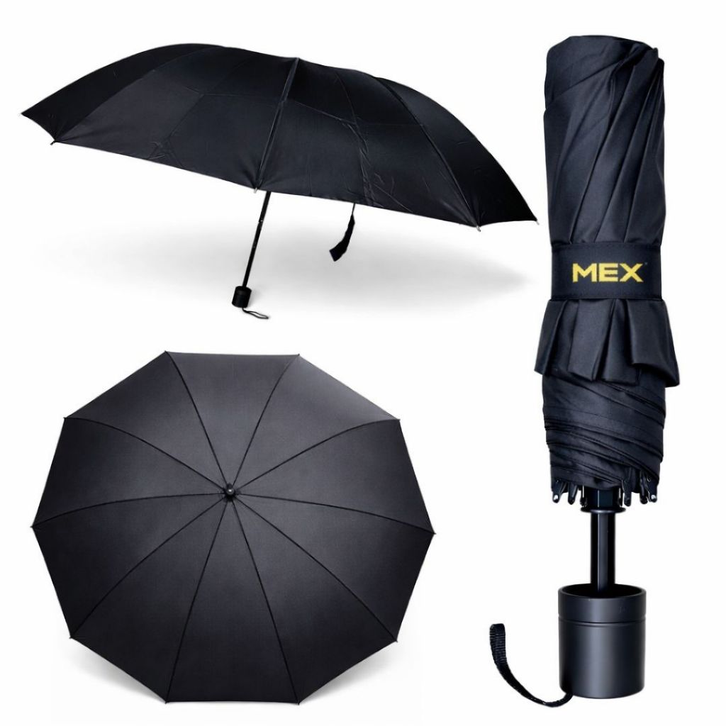 Guarda Chuva Grande Reforçado Contra Vento Sombrinha Unissex Preto com Proteção UV para Sol