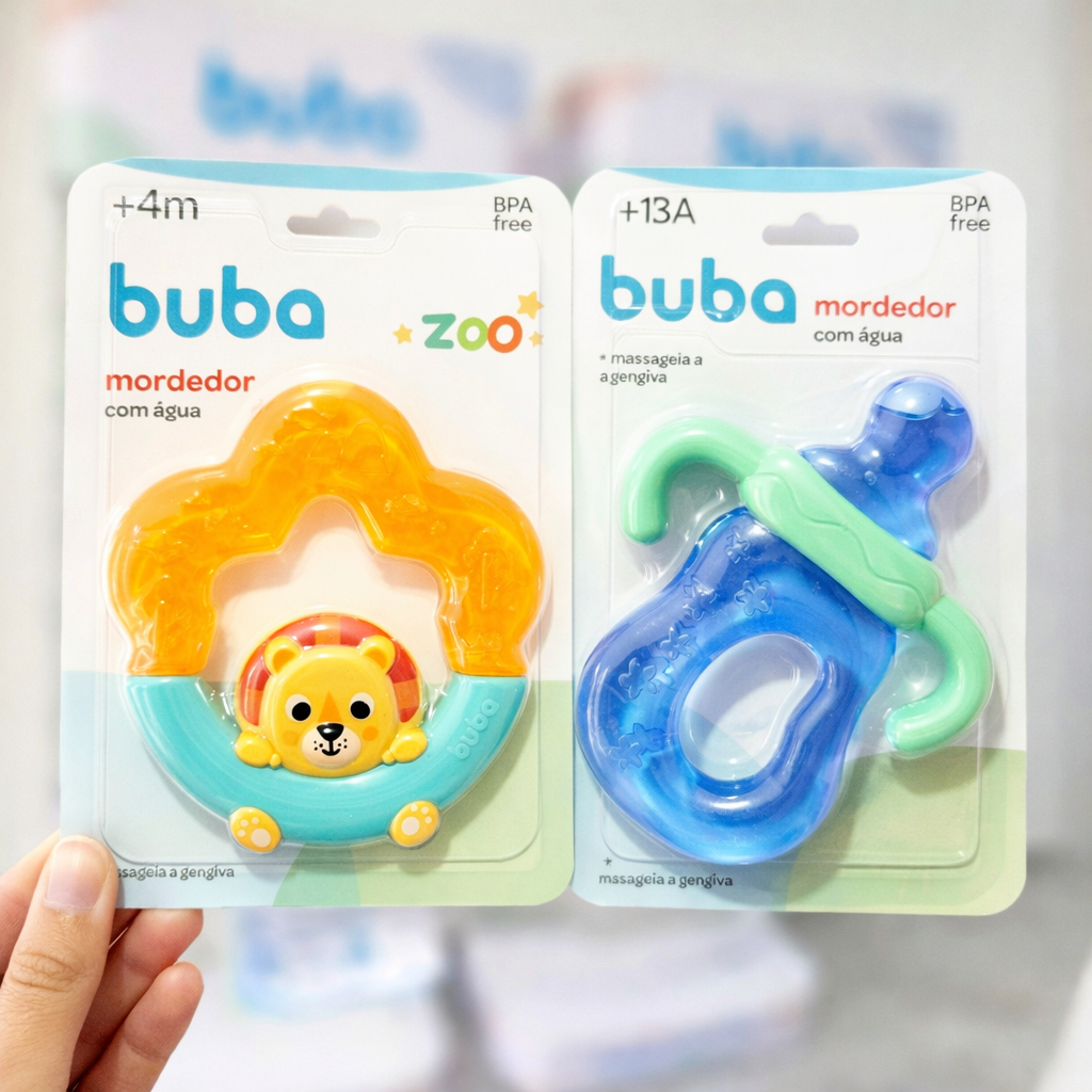 Kit 02 Mordedores Buba Refrigerável para Bebe Crescimento Dentes Alivio dor Gengiva e Dentes