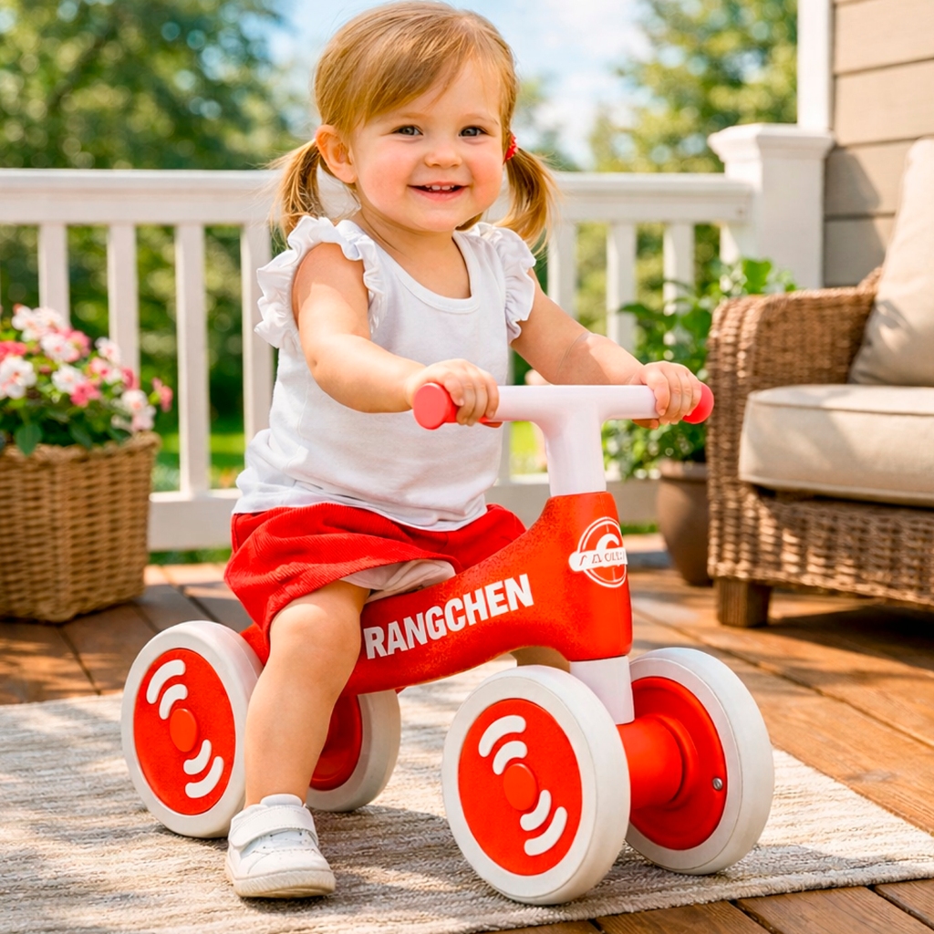 Bicicleta Equilíbrio Infantil Andador Sem Pedal 4 Rodas Bebê Criança