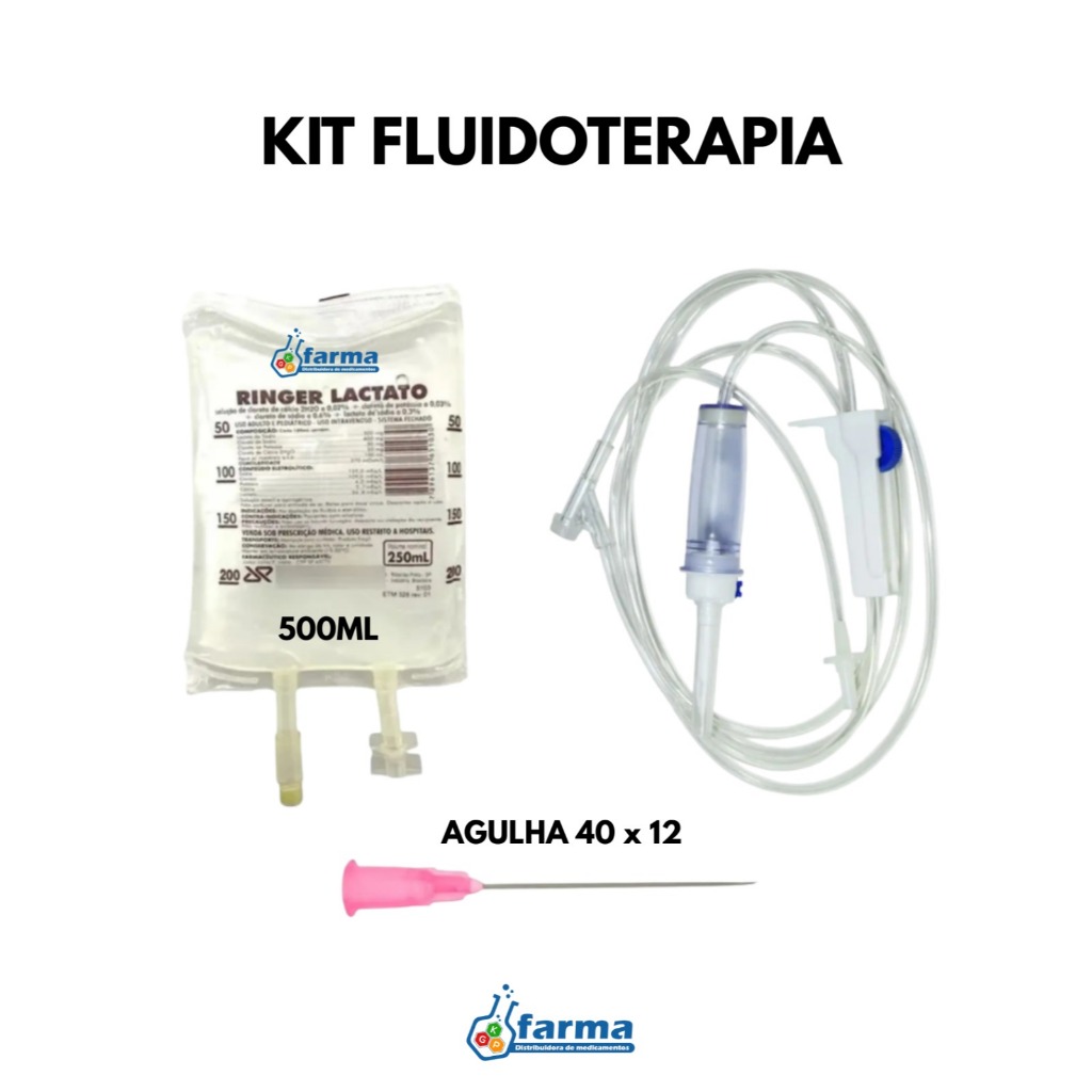 Kit fluidoterapia Ringer lactato caes e gatos