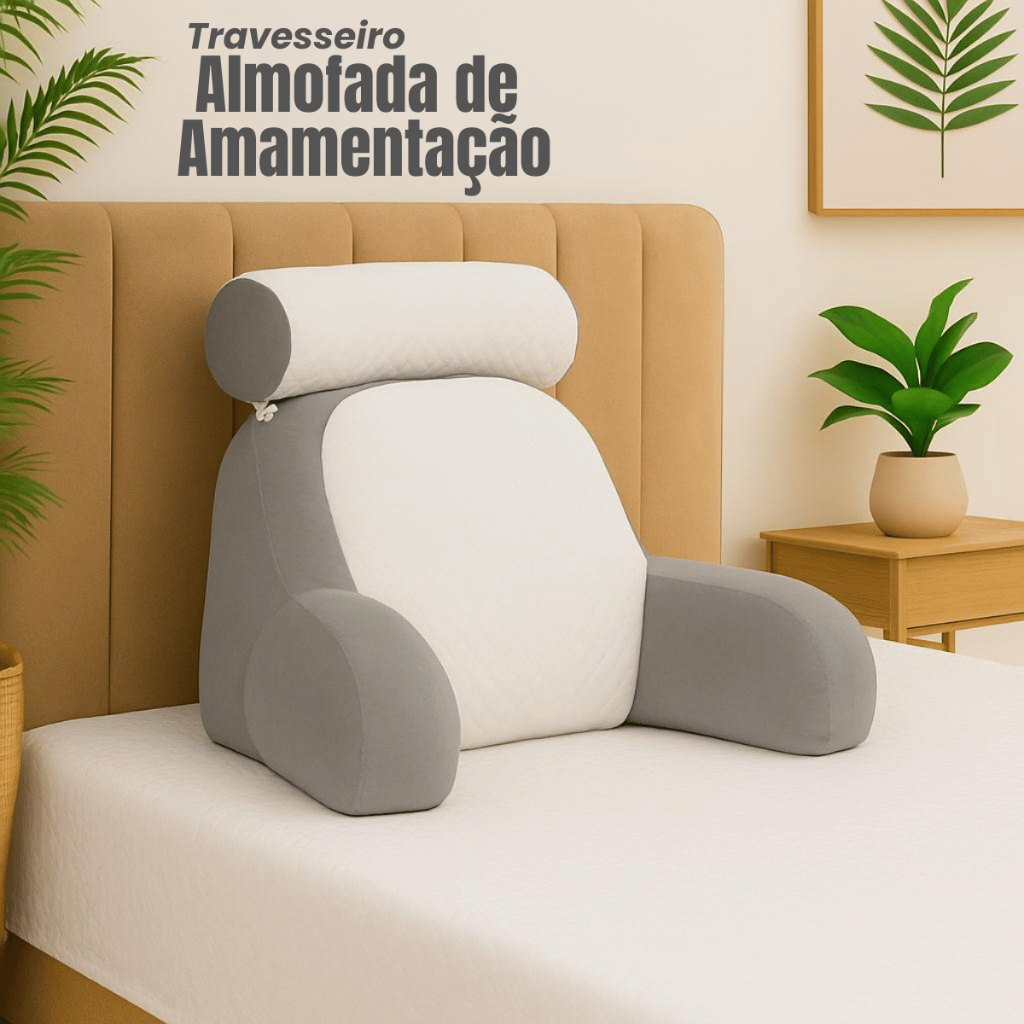 Travesseiro Amamentação Tipo Poltrona Amamentar Com Braços Confortável Macio Com Encosto Para Cabeça