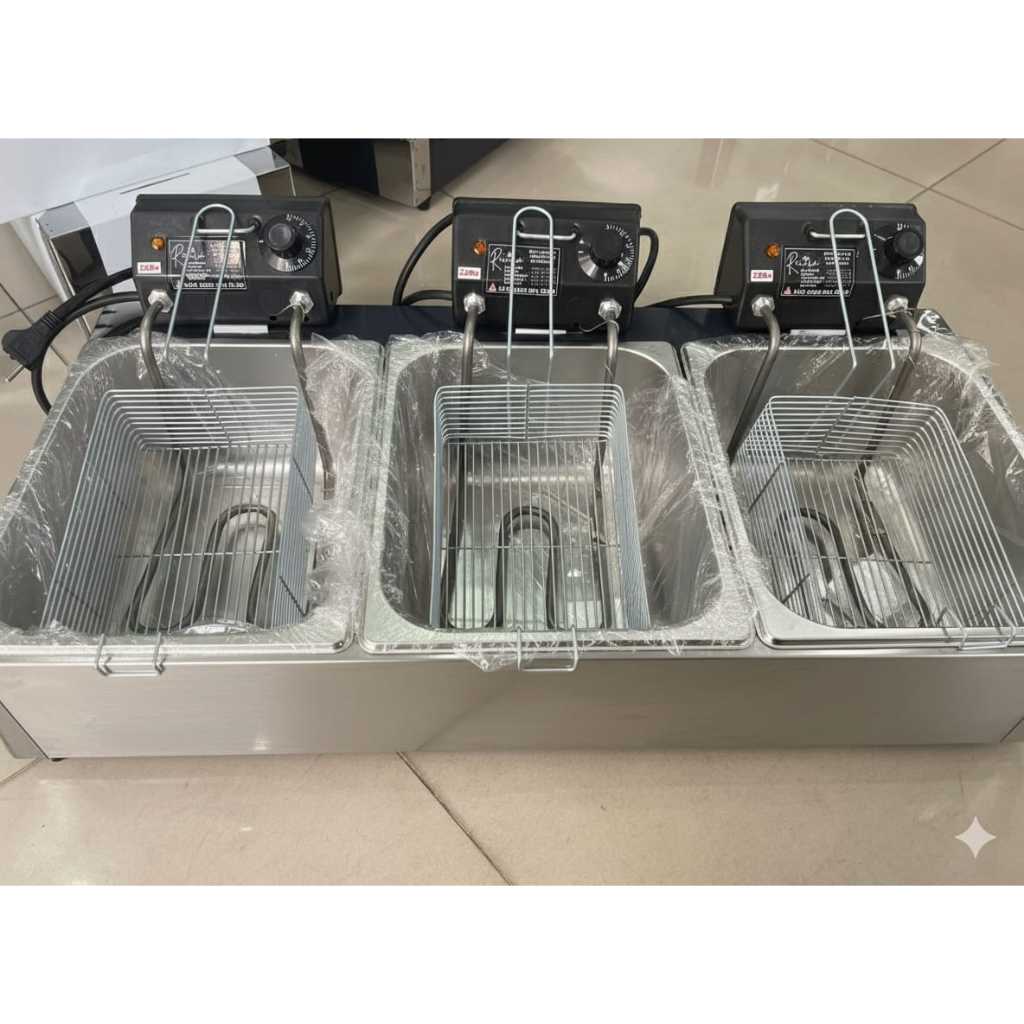 Fritadeira Elétrica Profissional em Inox 3 Cubas 15 Litros com 9.000 Watts- Eficiência e Qualidade para sua cozinha