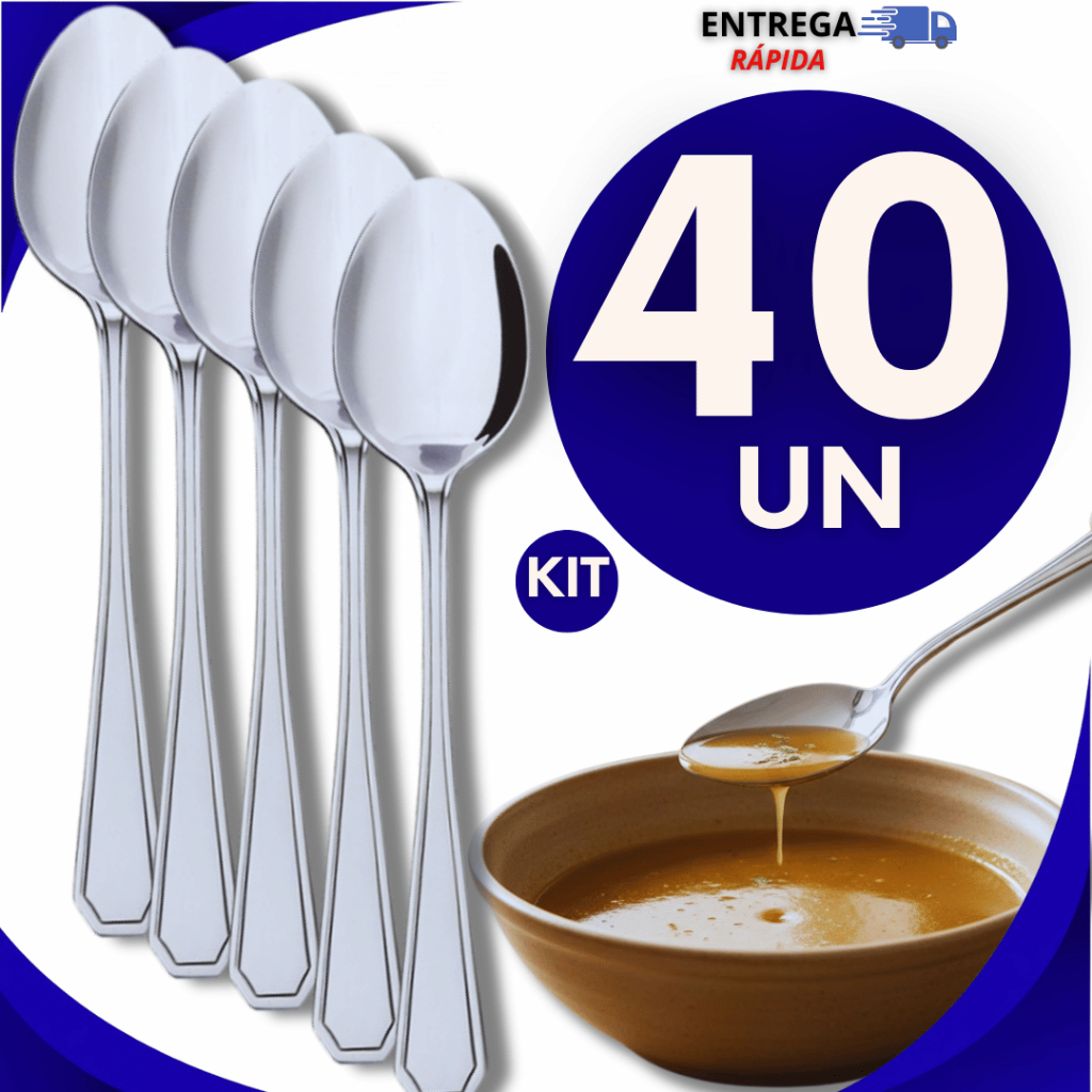 40 Colheres Colher Aço Inox Premium Para Restaurantes Cozinha Casa Bar Talher Colher de Sopa Utilidades Buffet