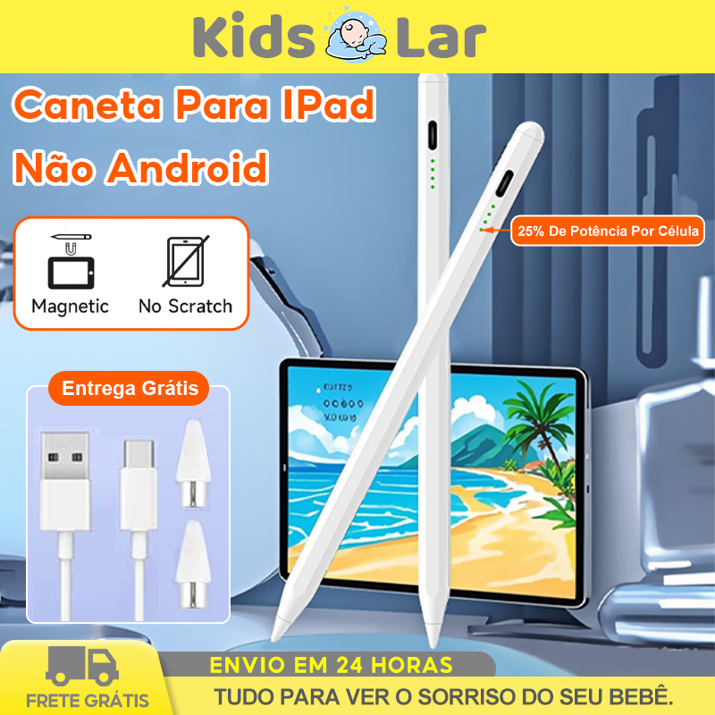 Caneta Stylus Touch para iPad Alta Precisão Ponta Fina Escrever/Desenho Rejeição de Palma e Inclinação