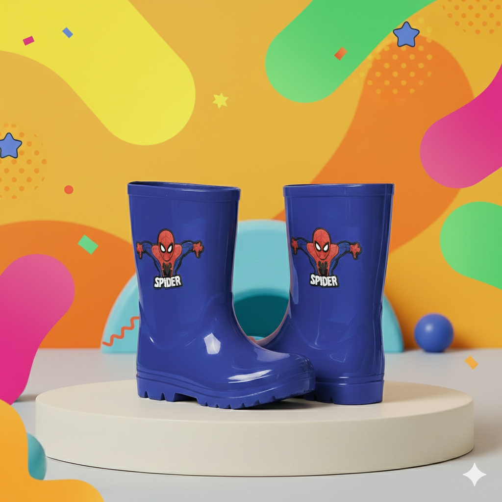 Galocha Longa Bota de Chuva Masculina Infantil Meninos Aranha Moderno
