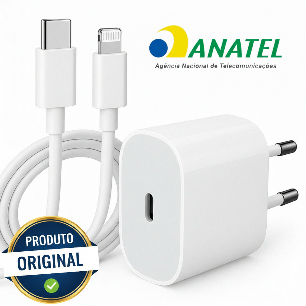 Carregador Lightning Turbo Para iPhone 11 12 13 14 Pro X XR 20W Cabo Tipo C Lightning