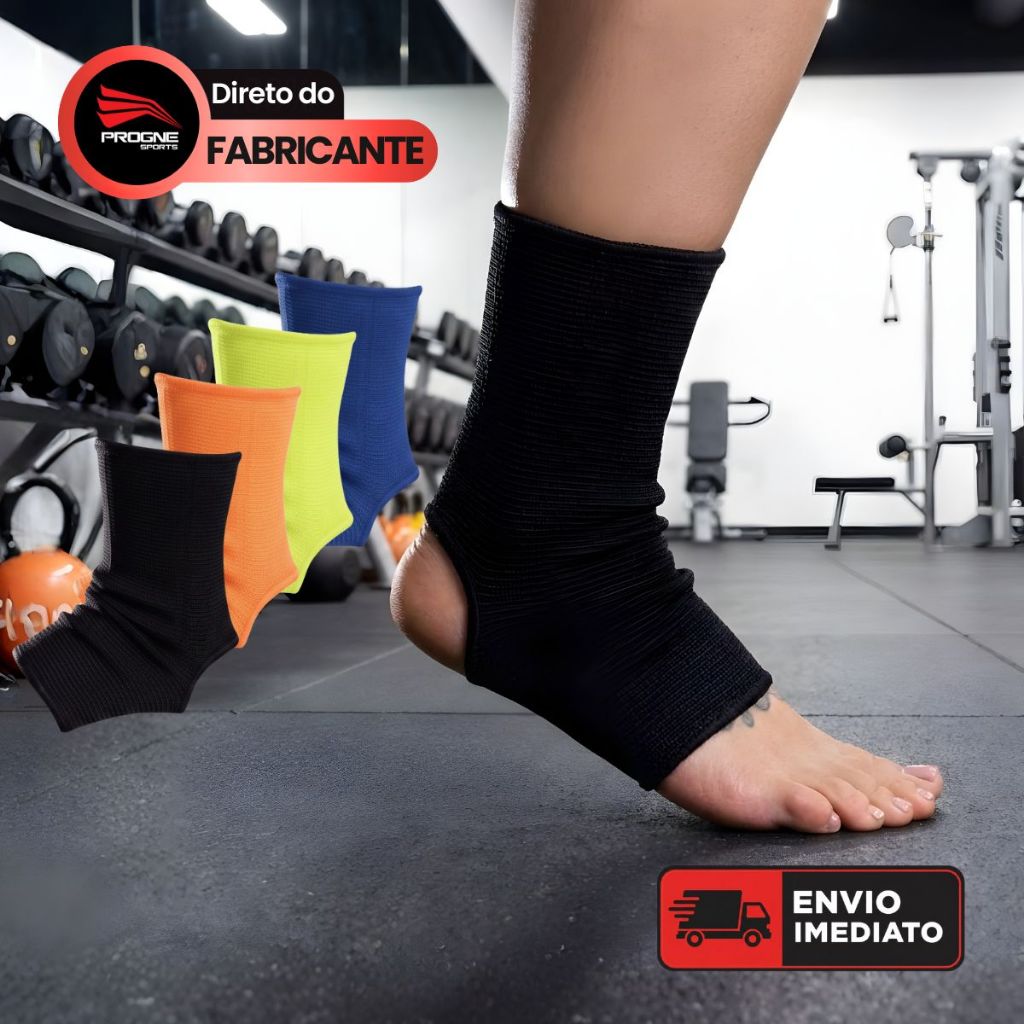 PAR TORNOZELEIRAS ELÁSTICAS COM COMPRESSÃO - PROTEÇÃO TREINOS ACADEMIA FUTEBOL VOLEI - PROGNE SPORTS