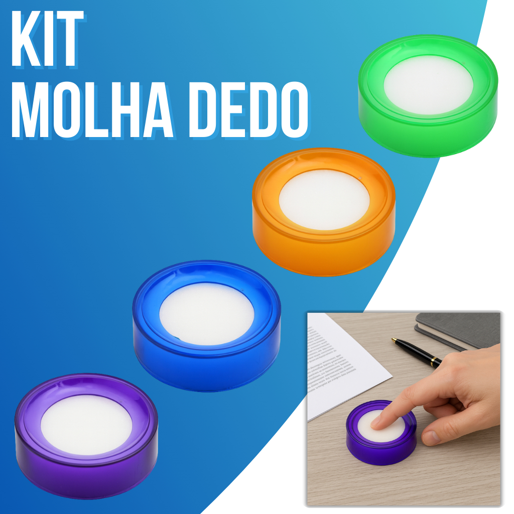 Molha Dedo Umedecedor com Esponja | Kits 1, 2, 3 ou 4 Unidades Escritório Papelaria Caixa Contagem de Papéis