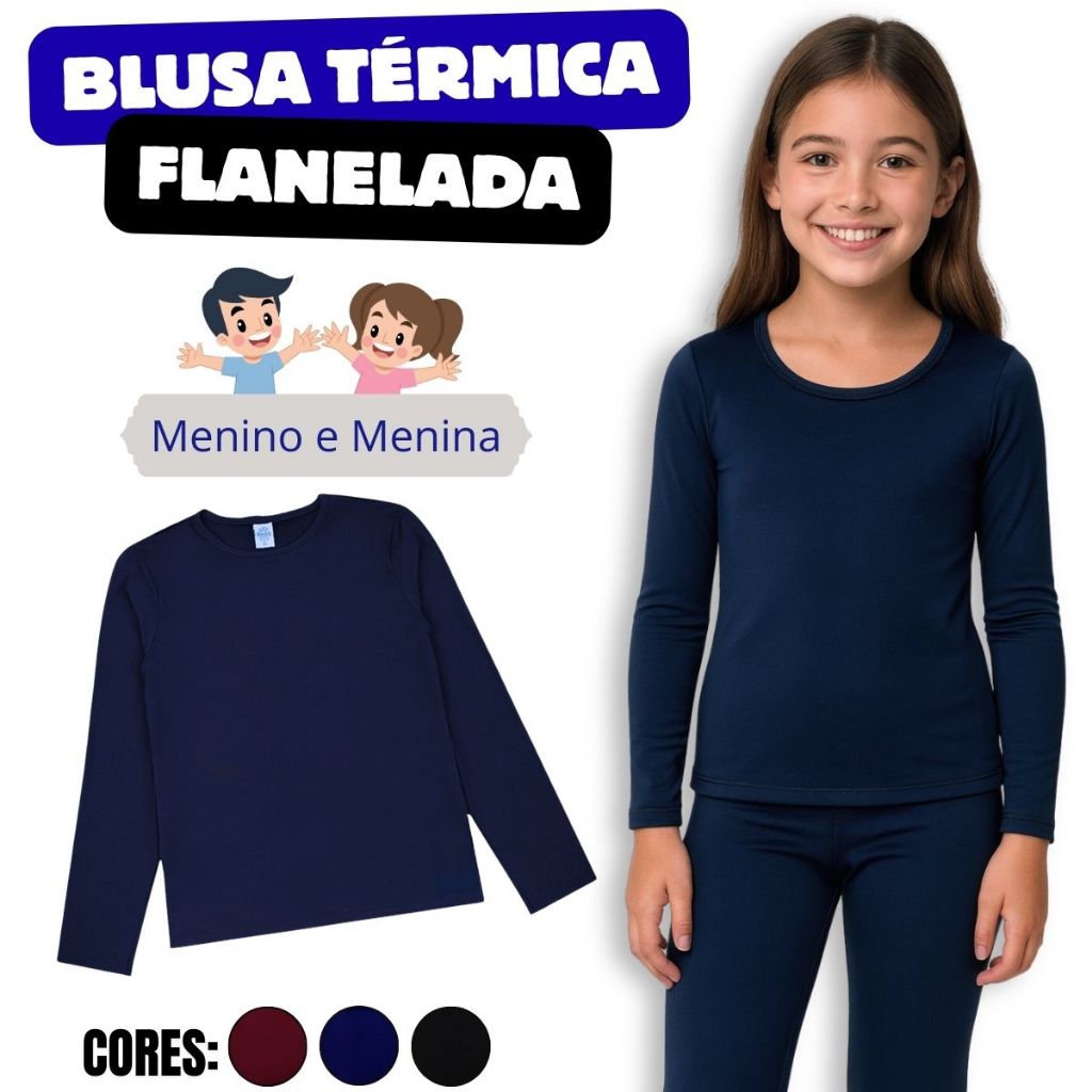 Blusa Infantil Menino e  Menina Em Malha térmica Flanelada 220 de Gramatura.