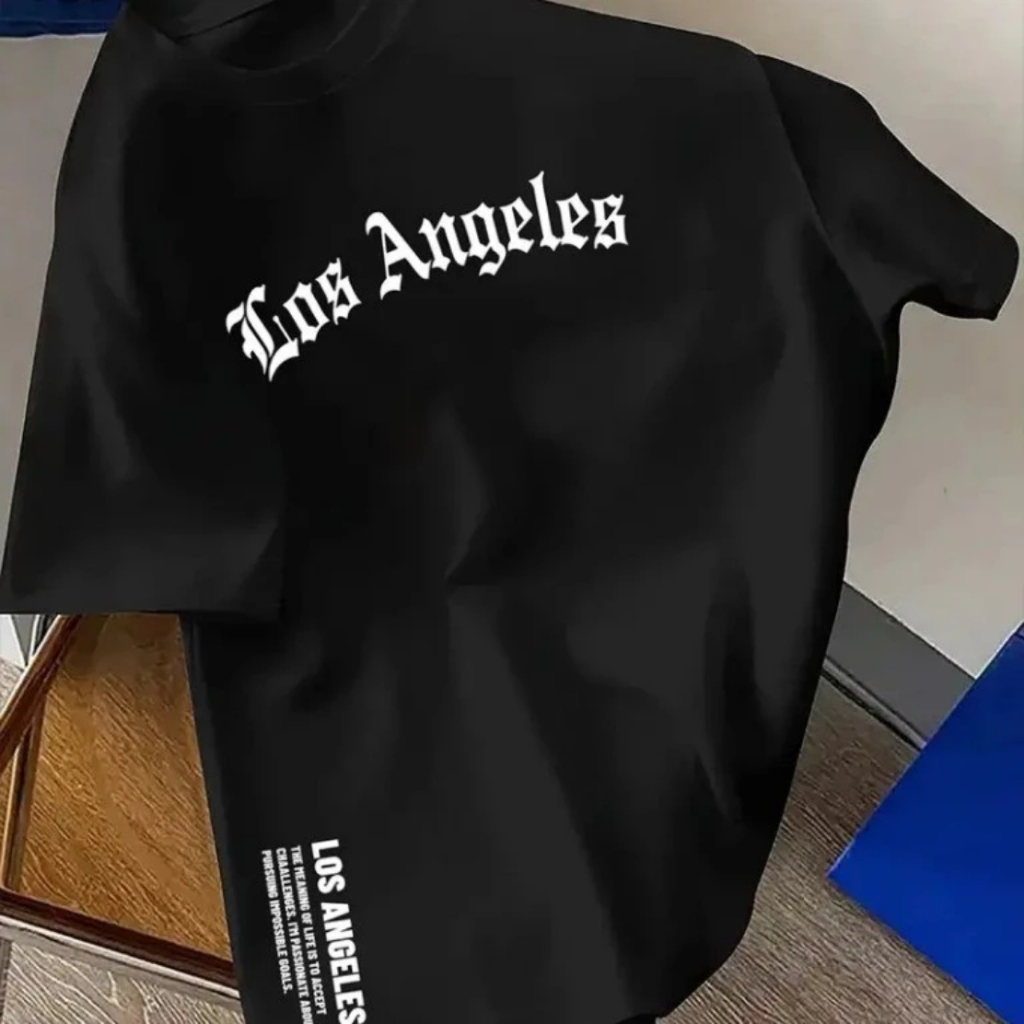 Camiseta Masculina Los Angeles Camisa 100% Algodão Fio 30.1 Estampada Blusa Lançamento Gola Redonda