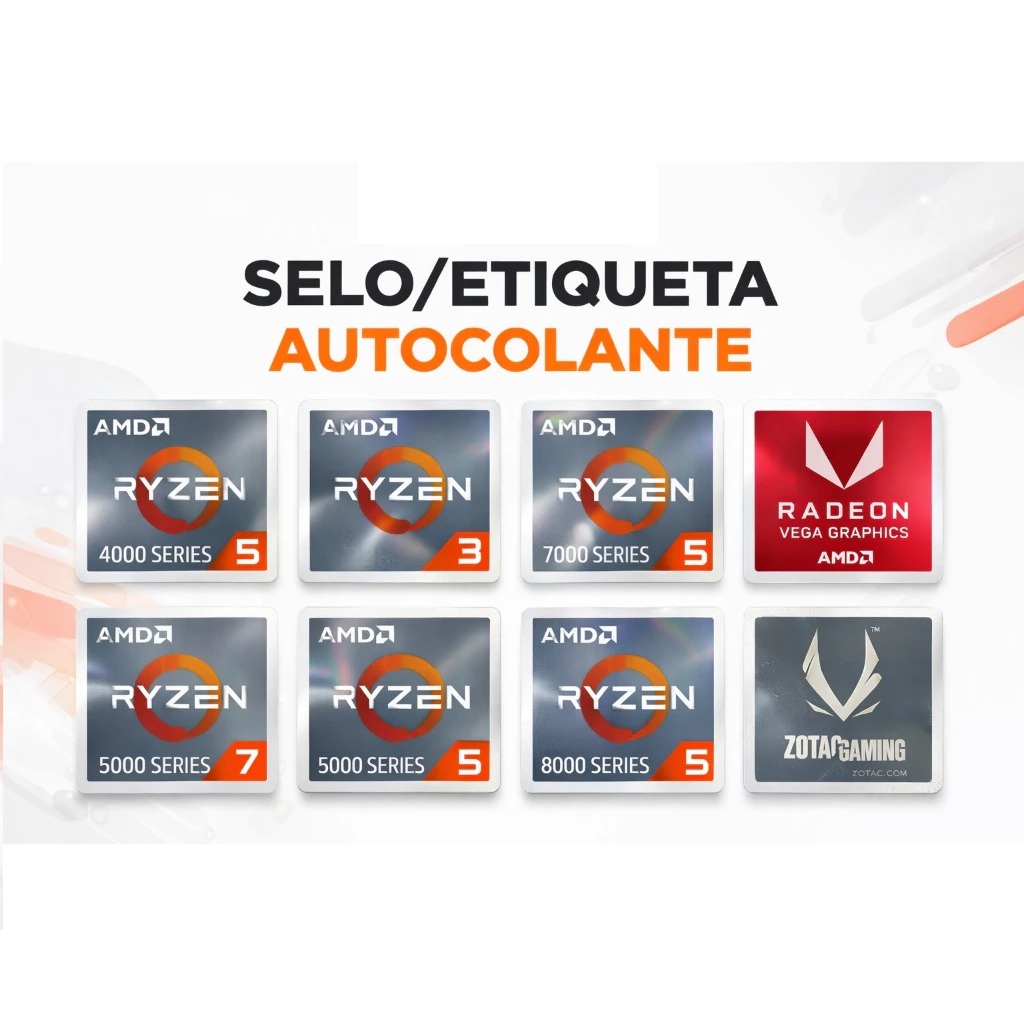 Etiqueta Selo Adesivo Amd Ryzen 3/ 5/ 7 Original Nvidia Geforce