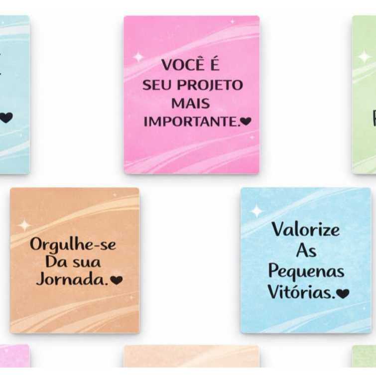 Kit mini cartões Frases Motivacionais tamanho 3,87cmx4,8cm - Pronta entrega