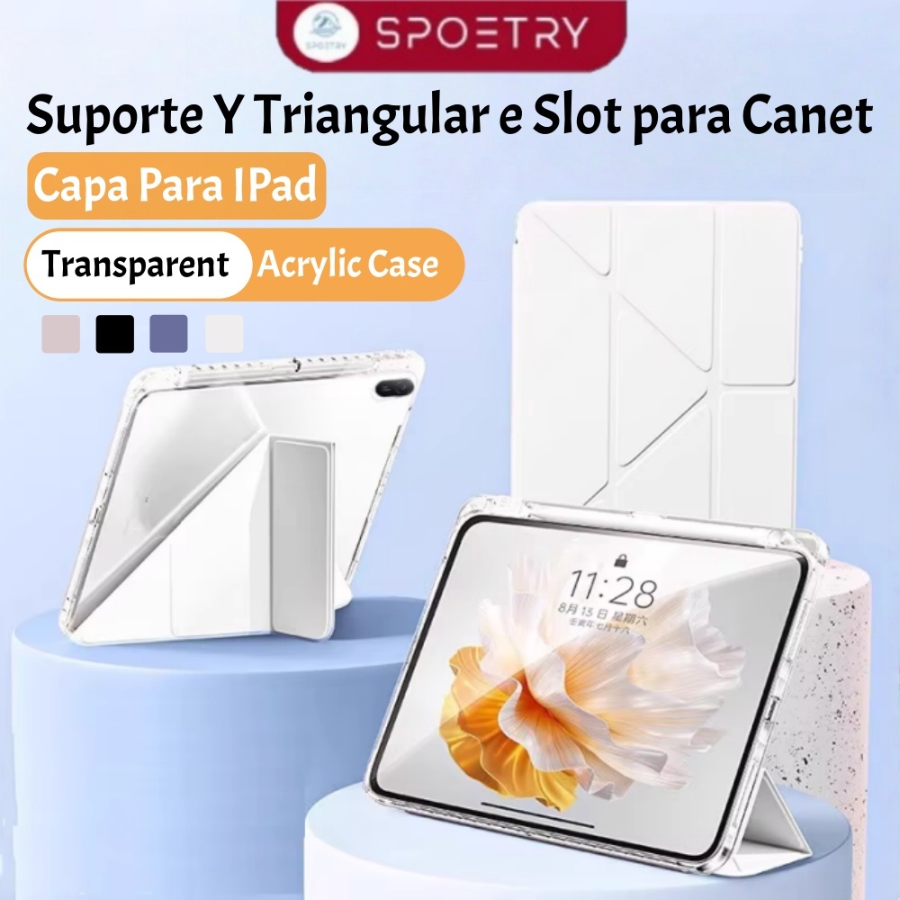 Capa Para IPad Air 5 Air 6 aA16 11th M3 IPad Pro 11 12.9 13 10 Gen 10.5 10.2 9th,Suporte Y Triangular e Slot para Canet