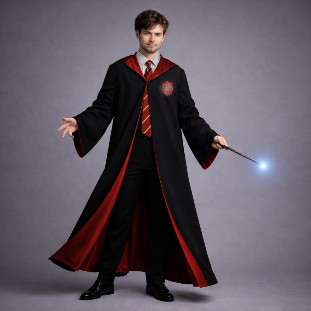 FANTASIA HARRY POTTER ADULTO E INFANTIL - KIT COMPLETO MANTO + CHAPÉU + *VARINHA DE BRINDE*