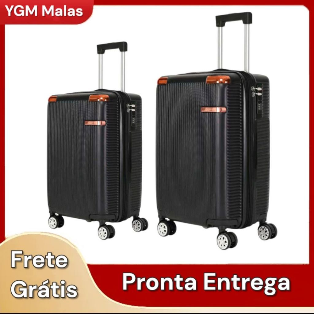 Kit Malas Pequena E Média Conjuntos Kit 2 Pm Rígida Rodinhas 360 Removíveis Com Zíper Extensível Abs