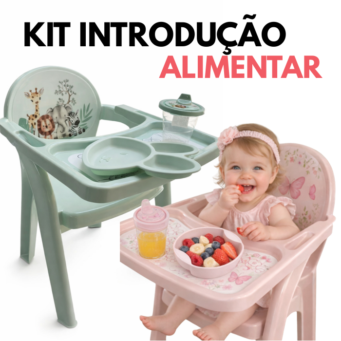 Alimentação infantil Plasutil introdução alimentar Cadeira de Alimentação com Bandeja + Prato + Copo