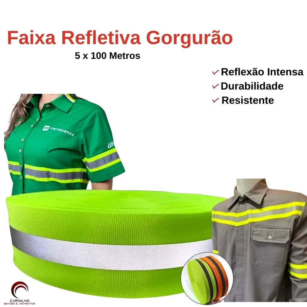 Fita Faixa Refletiva 5cm x 100m 50M 10M Neon Uniforme Costura Gorgurao Faixa Para Uniforme Envio Rapido