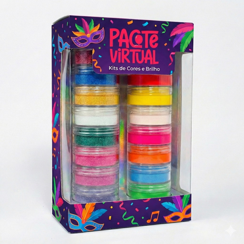 Kit Torre Tinta Cremosa + Glitter Maquiagem Facial Artística Carnaval Crianças