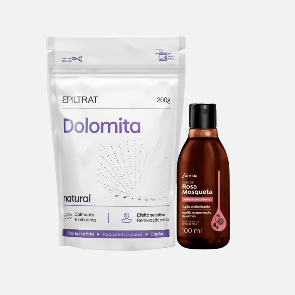 Clareador Corporal Kit Axilas Virilhas Dolomita + Óleo Rosa Mosqueta 200g + 100ml Labotrat