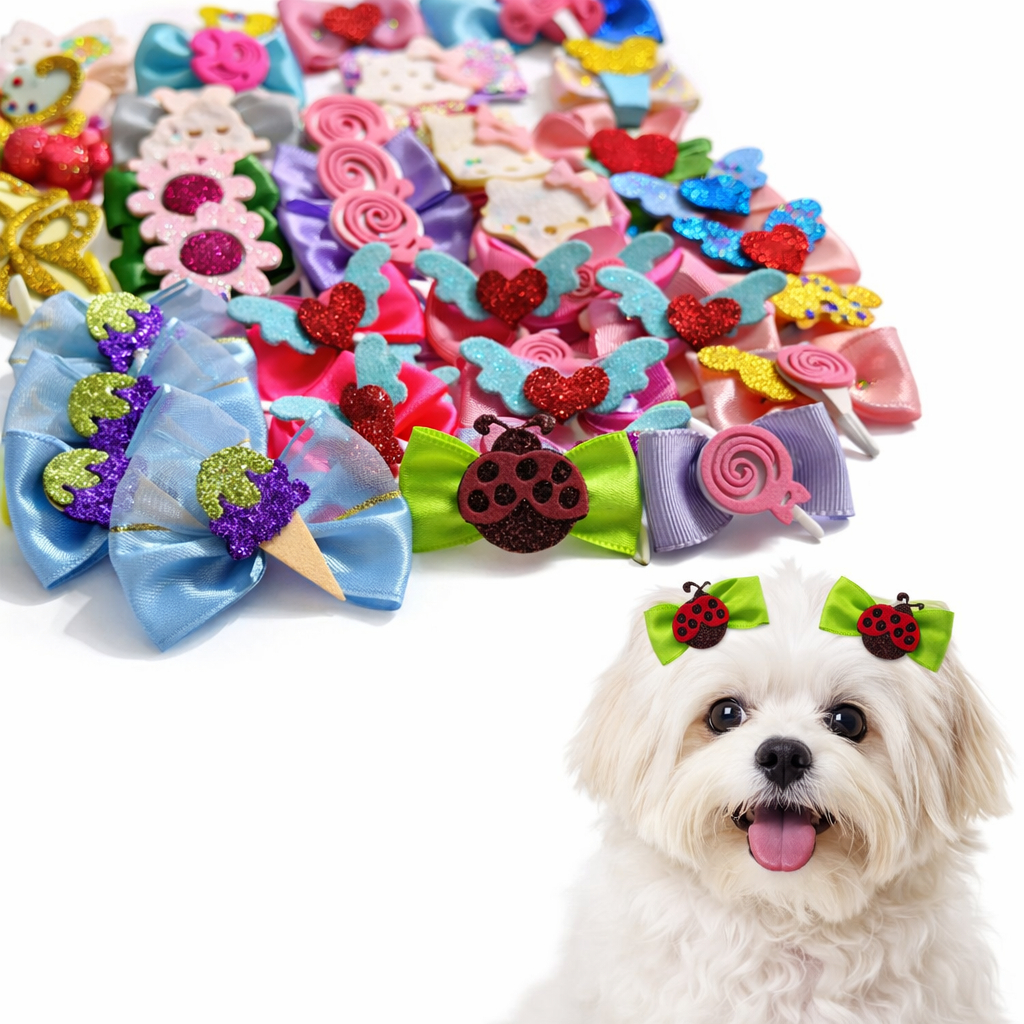 KITS 40/80/120/160/200  unidades lacinhos pet Topete médio cores variadas  laços Pet banho e tosa petshop