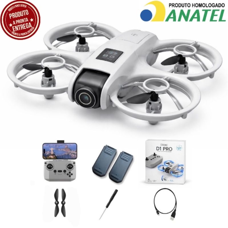 Drone D1 Pro 2 Baterias GT3 Mini Drone HD Câmera Manual Dupla Cinza Led Protetor de Hélices Para Crianças e Iniciantes