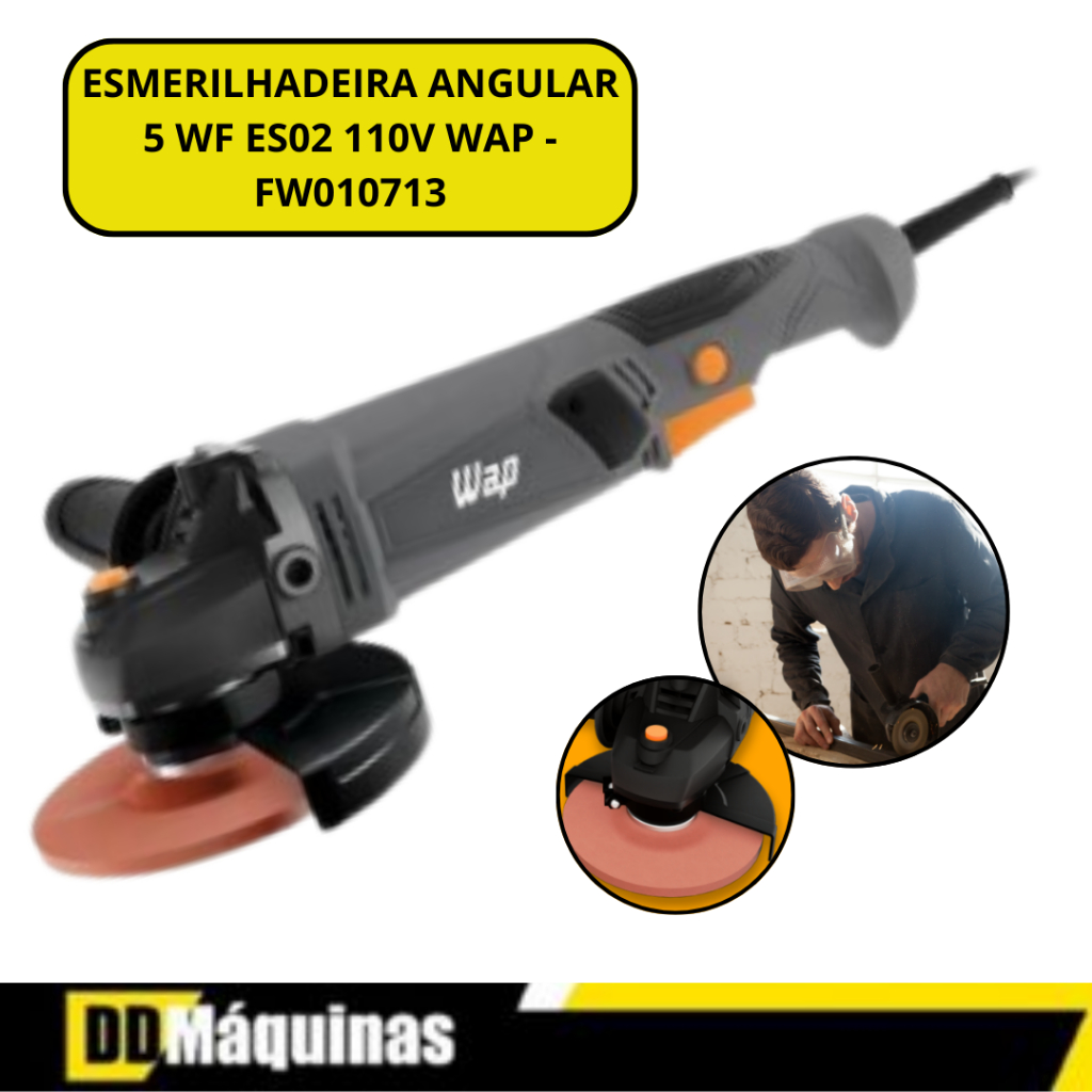 Esmerilhadeira Angular 5 Wap WFES02 Com Protetor De Disco Cor Preto 110V - Wap