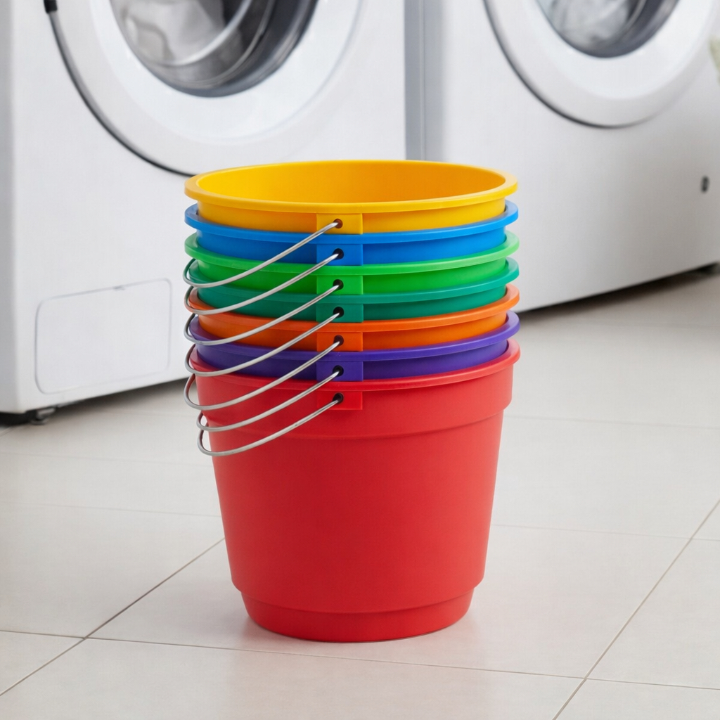 Kit Conjunto 10 Baldes Plástico 8L Alça Metalica Reforçada Para Limpeza Pesada Material Resistente