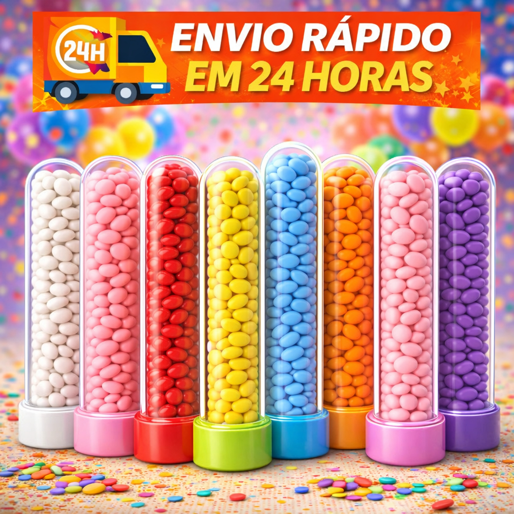 KIT 10/20/30/40 e 50 Tubetes Acrílico 13cm - Decoração Lembrancinhas Para Festa Aniversário