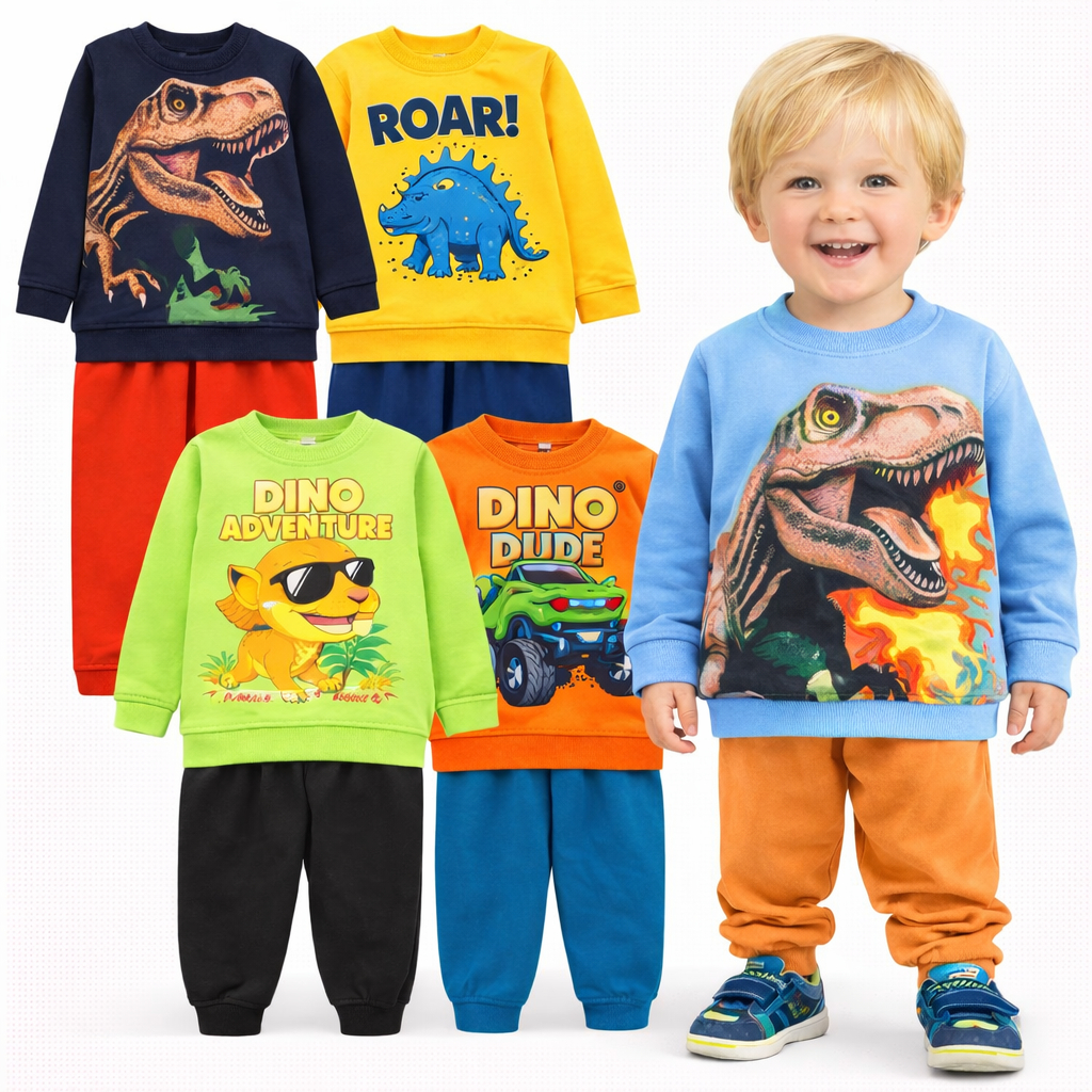 Kit Sortido 4 Peças de Moletom Infantil Flanelado- 2 Conjuntos Moletom Infantil Bebê Masculino INVERNO Casaco e Calça