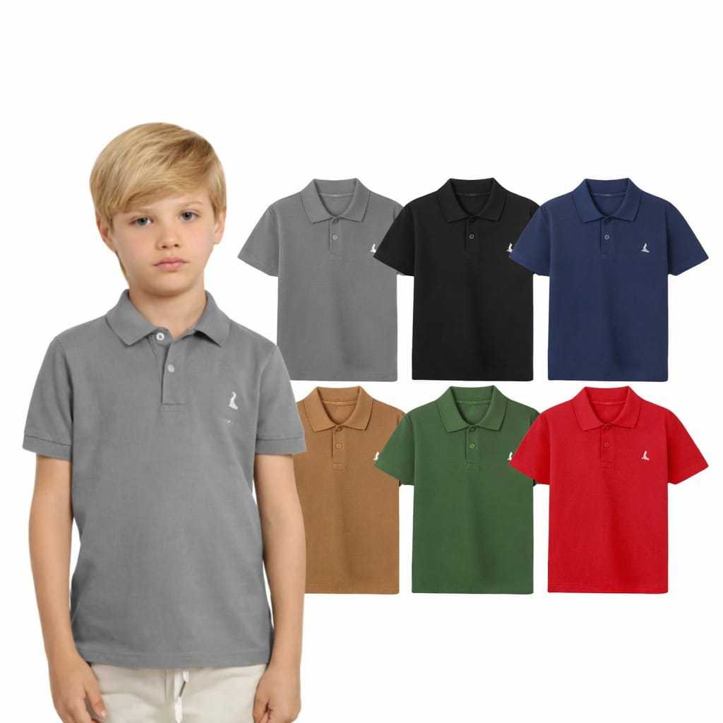 Camisa Polo  infantil e Juvenil manga curta tamanho 01 ao 14.