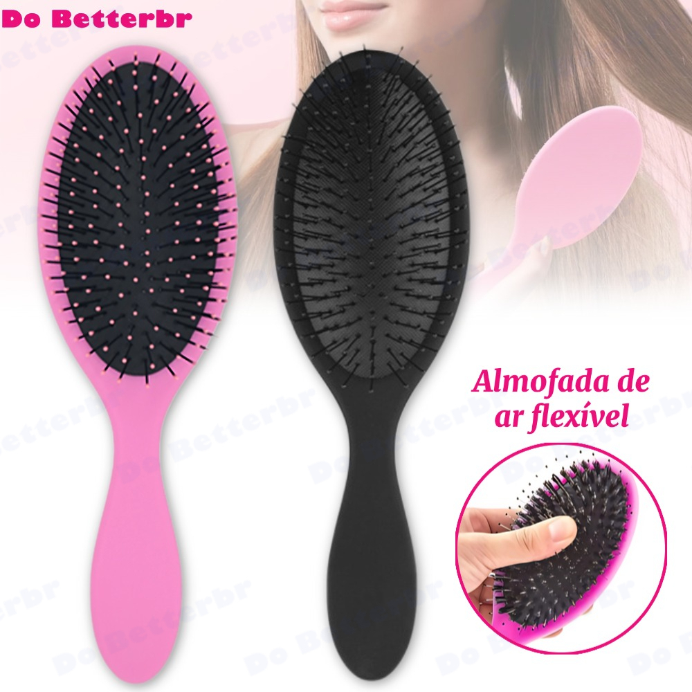 Escova Raquete Almofadada para Cabelos Oval– Conforto e Desembaraço-DB