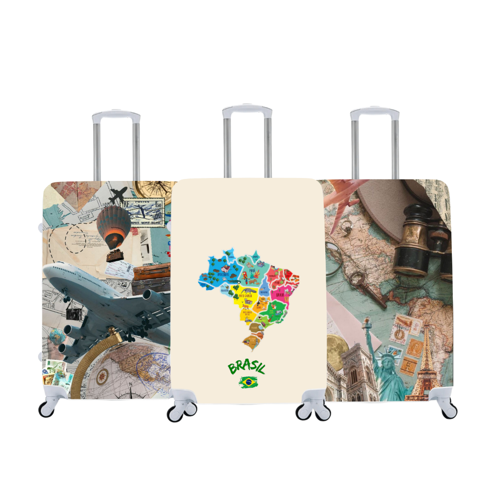 Capa de Mala Personalizada Mapas Mundi Estilo e Proteção Para Suas Viagens Bagagem