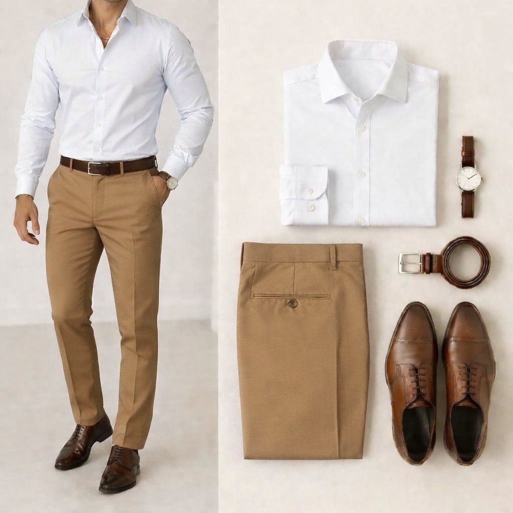 Kit Camisa Social Masculina e Calça Social Reta Tradicional Premium Tam Do 36 Ao 48