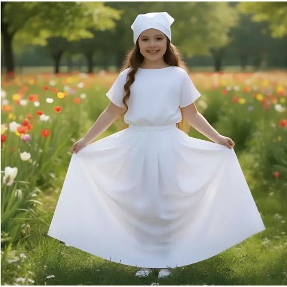 Roupa Infantil Menina Umbanda Candomble Pano De Cabeça 3 Pçs