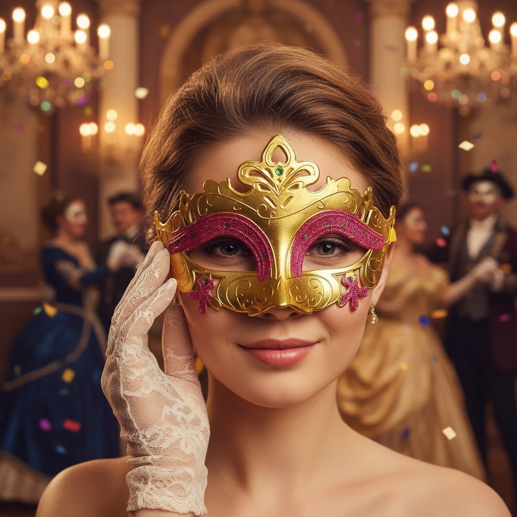 Máscara Carnaval Veneziana Com Glitter Colorida