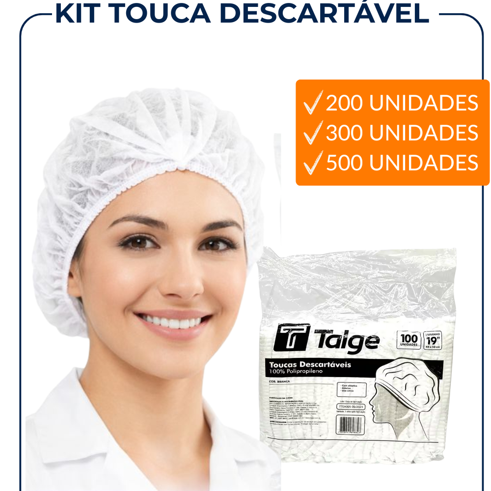 Kit Touca Descartável TNT sanfonada branca