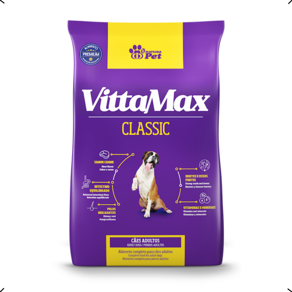 RAÇÃO PREMIUM VITTAMAX CLASSIC ADULTO TODAS AS RAÇAS 15KG