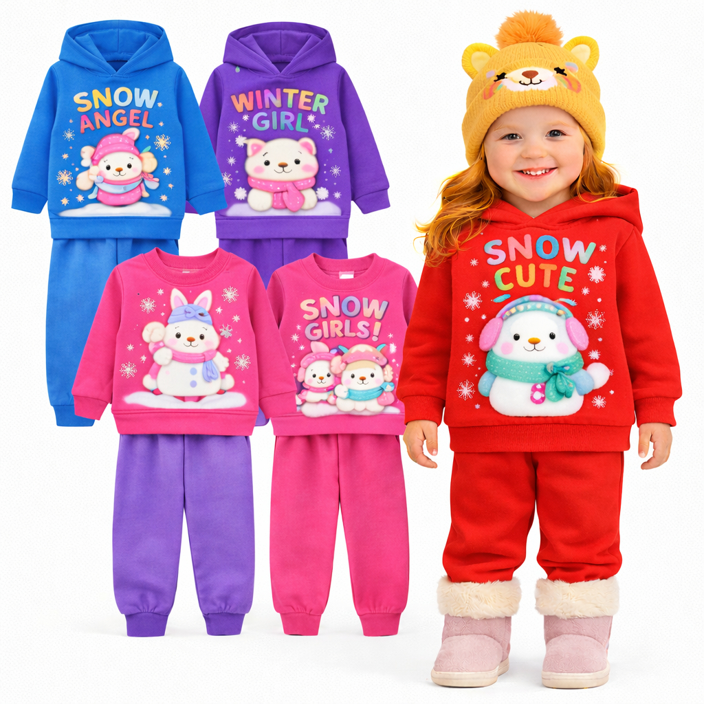 Kit Sortido 2 ou 6 Peças Moletom Flanelado Feminino Infantil Bebê Inverno Conjunto de Inverno Menina Peluciado Quentinho