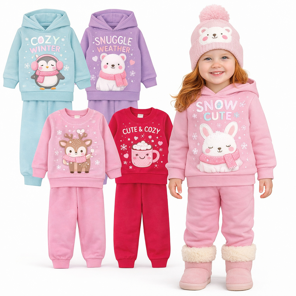 Kit Sortido 2 ou 6 Peças Moletom Infantil Inverno Feminino Roupa De Inverno Infantil Bebê Menina Peluciado