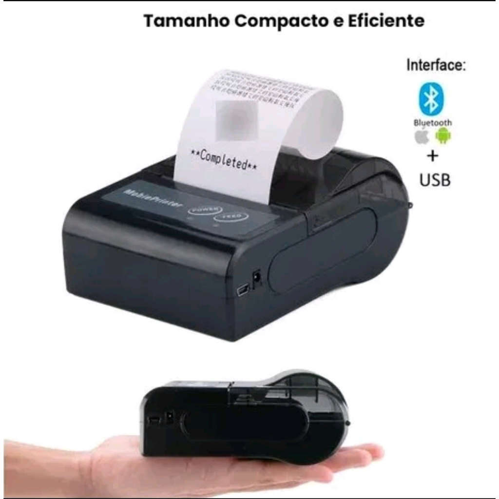 Mini Impressora Via Bluetooth Portátil Térmica 58mm Compatível Com Androide