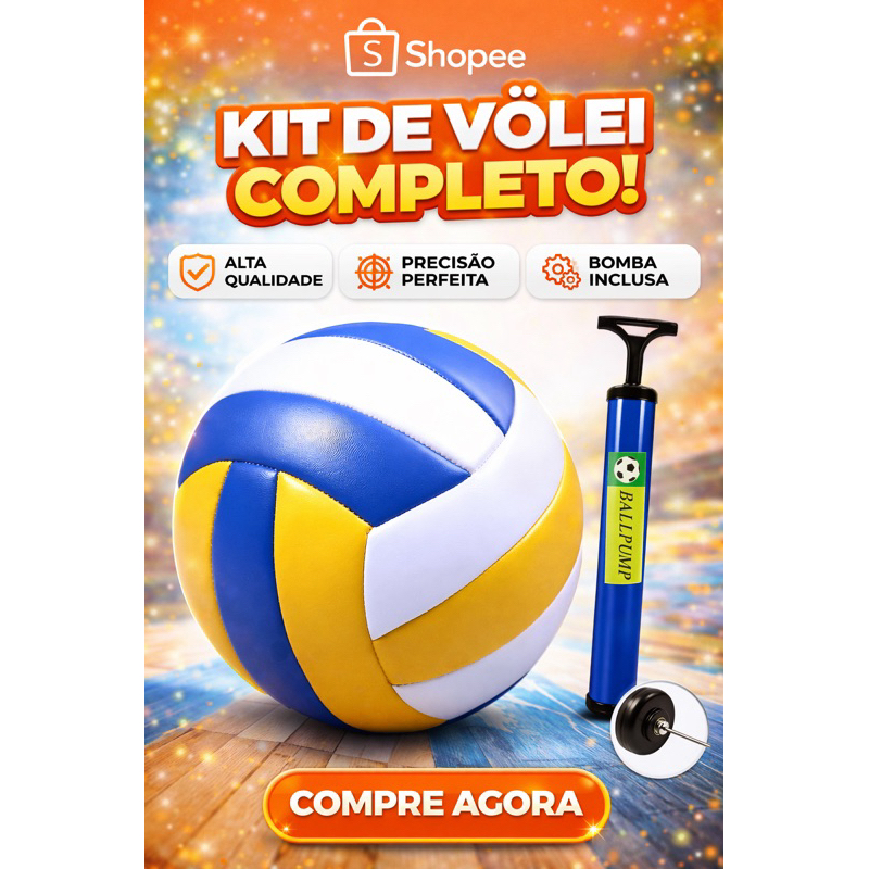 BOLA DE VOLÊI OFICIAL+ BOMBA DE AR TAMANHO PROFISSIONAL-- N° 5 VOLEIBOL VOLEI MENINO E MENINA