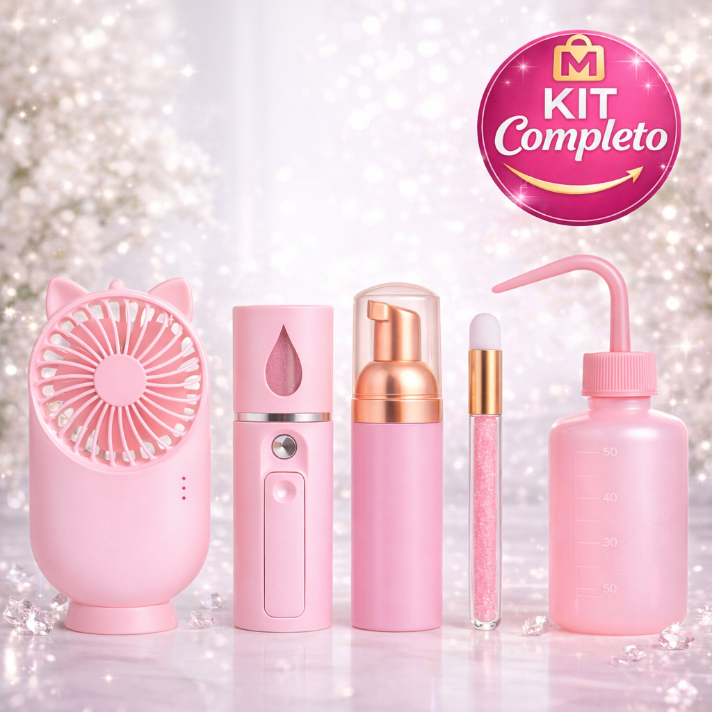 Kit Completo Higienização Extensão de Cílios Profissional – Nano Mister, Ventilador, Pump e Pisseta