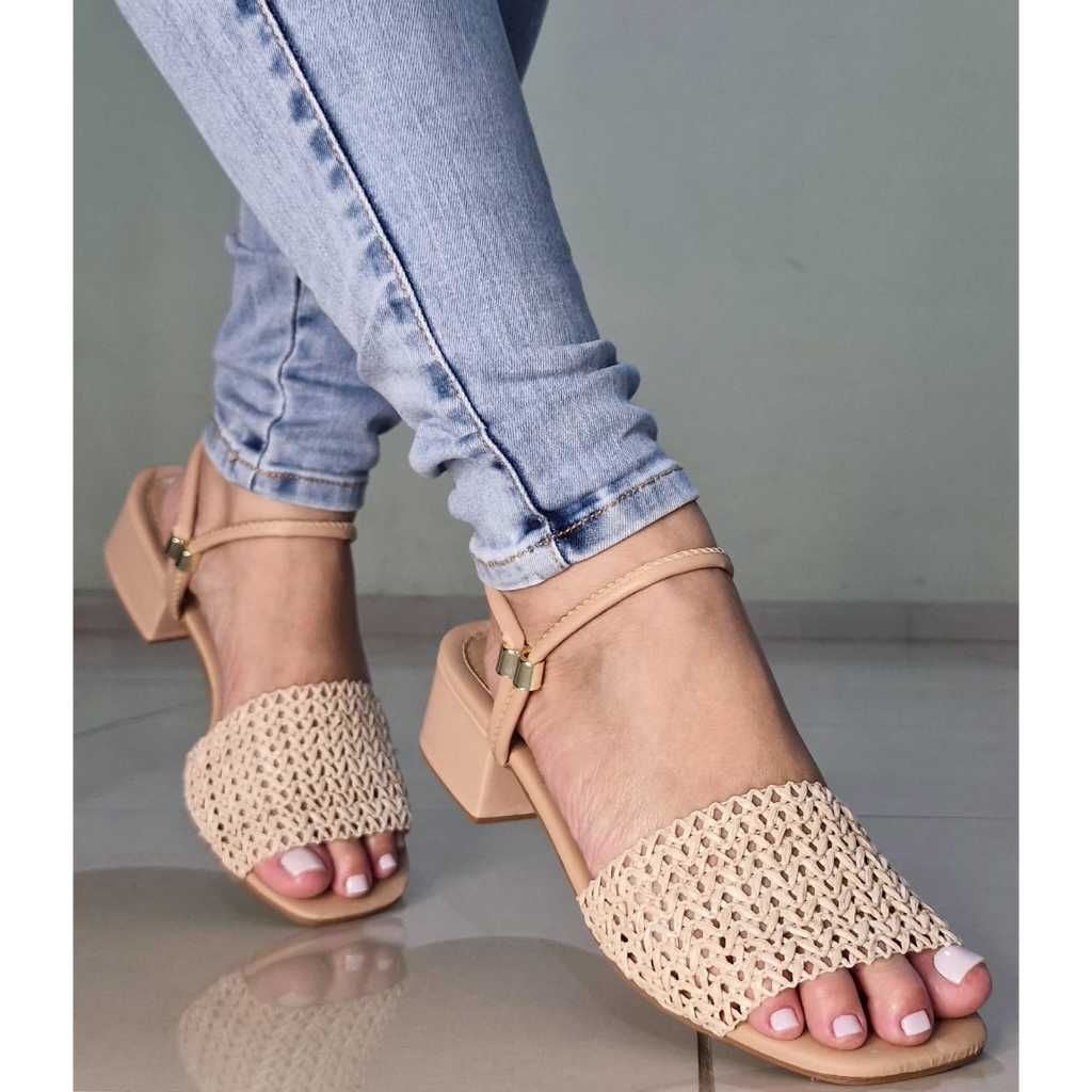 envio imediato Sandália inverno quentinha salto 4 cm   telinha  tendência elegante super confortáve l  STEL1
